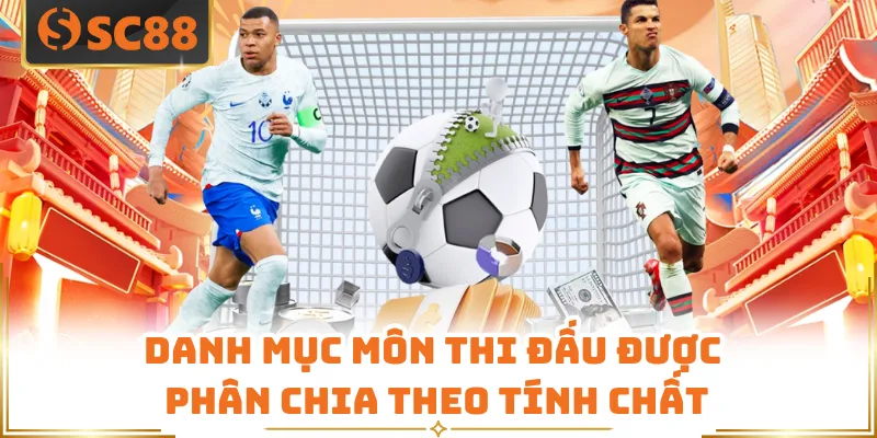 Danh mục môn thi đấu được phân chia theo tính chất