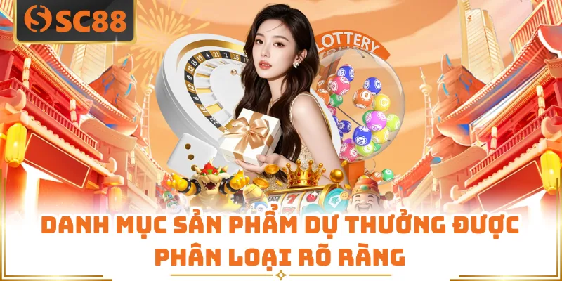 Danh mục sản phẩm dự thưởng được phân loại rõ ràng